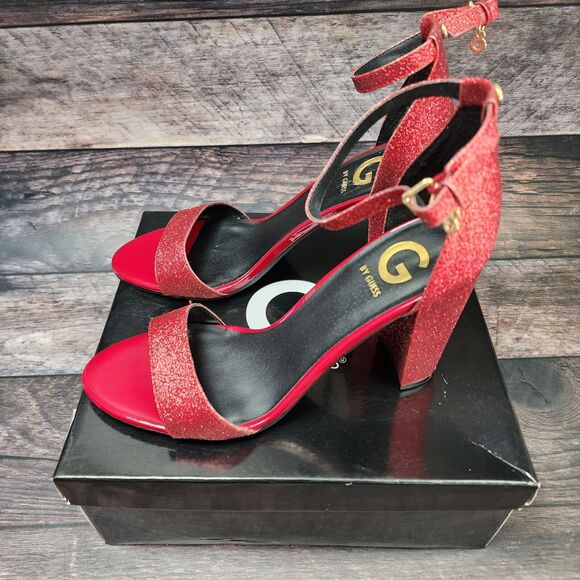 Guess Womens  Heels Dark Red Texture Size 9m Open Toe gg Shantel3 - Picture 5 of 14